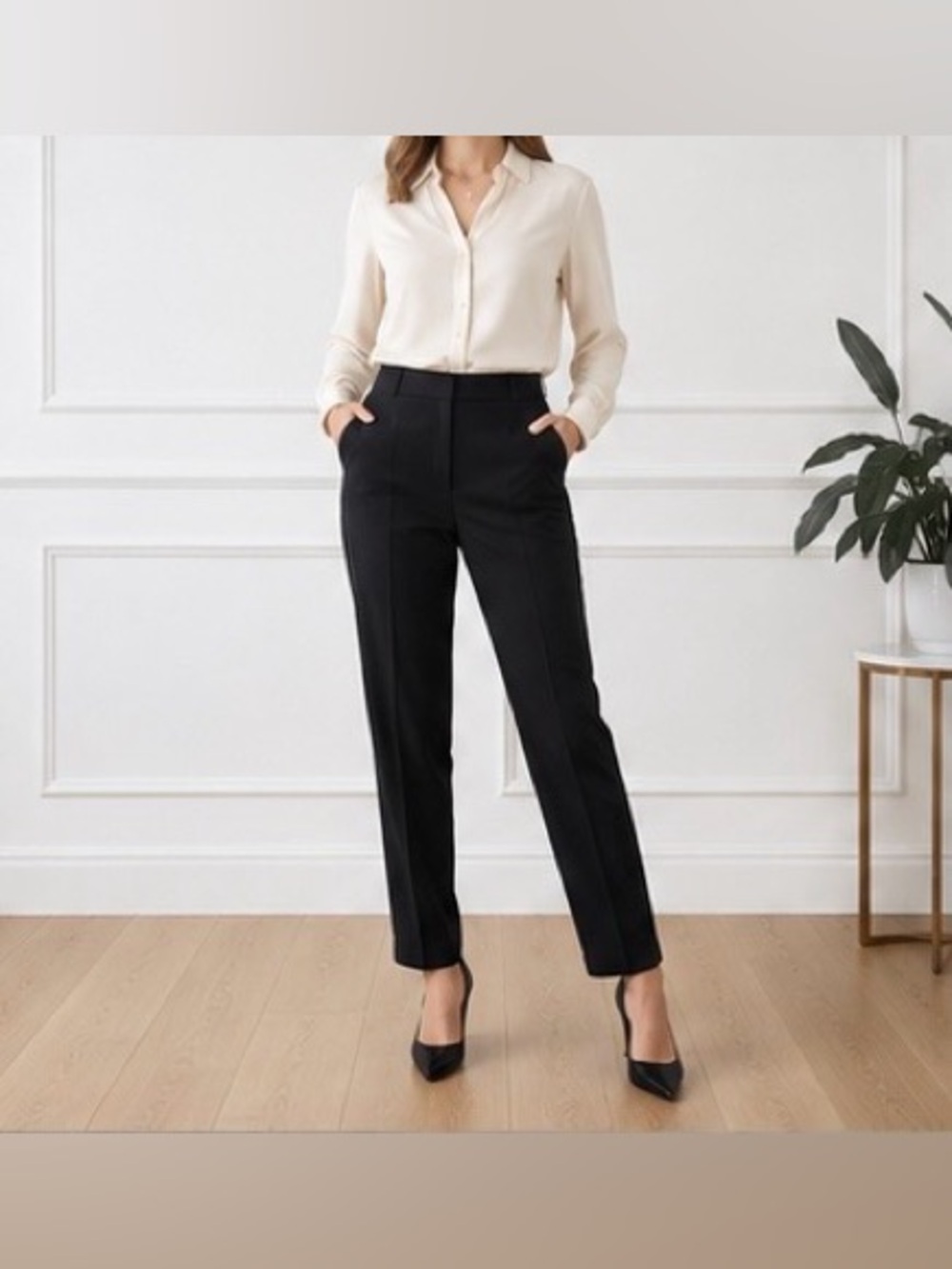 Armani Collezioni Black Dress Pants Womens 12 Italy Designer Career Luxury - Picture 6 of 8